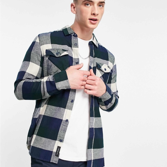 Vans Box checked flannel shirt in navy - Picture 1 of 14